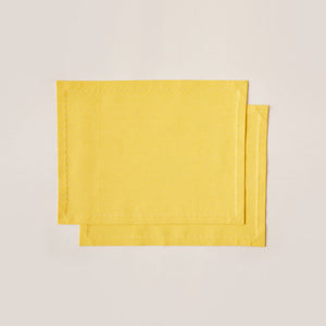 Cotton Placemat with Ribbon Hand Embroidery in Sunflower Yellow color - 2-piece sets