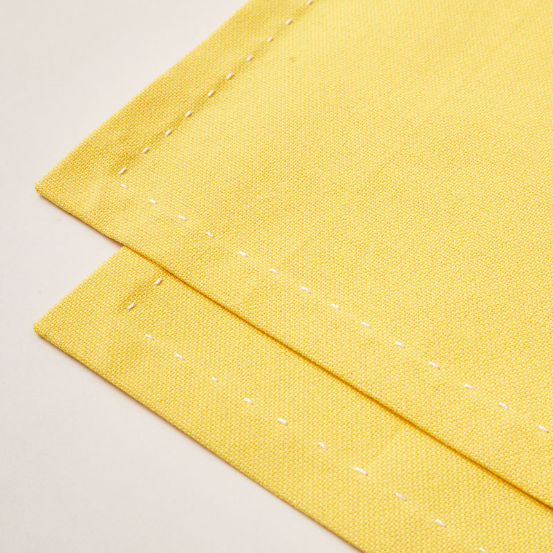 Cotton Placemat with Ribbon Hand Embroidery in Sunflower Yellow color - 2-piece sets