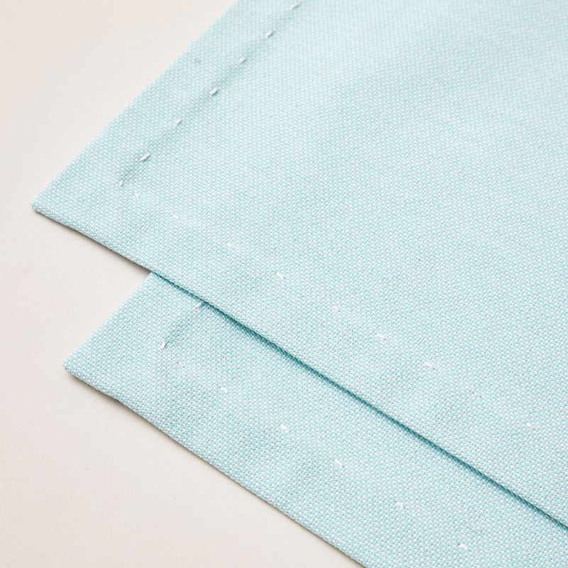 Cotton Placemat with Ribbon Hand Embroidery in Tiffany Blue color - 2-piece sets