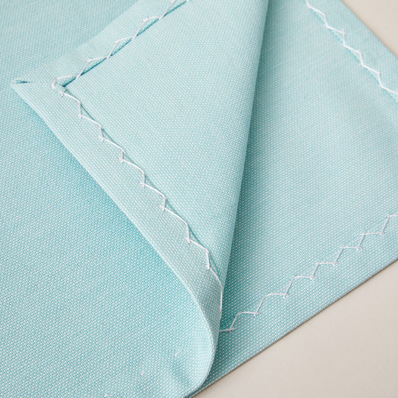 Cotton Placemat with Ribbon Hand Embroidery in Tiffany Blue color - 2-piece sets