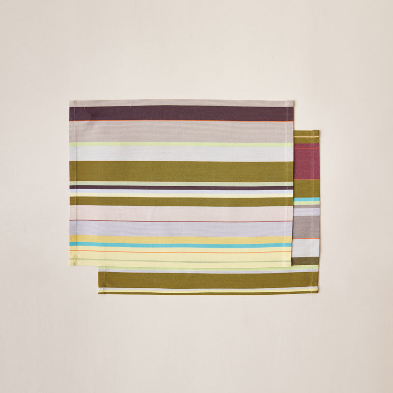 Striped Placemat in Green and Purple color scheme, 2-piece sets