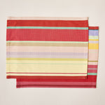 Load image into Gallery viewer, Striped Placemat in Yellow and Cherry color scheme, 2-piece sets
