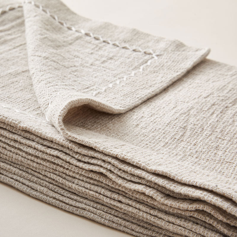 Woven Linen Blanket in a Honeycomb Texture the color of Warm Cappuccino