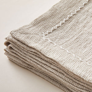 Woven Linen Blanket in a Honeycomb Texture the color of Warm Cappuccino
