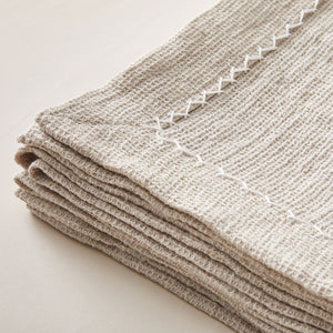 Woven Linen Blanket in a Honeycomb Texture the color of Warm Cappuccino