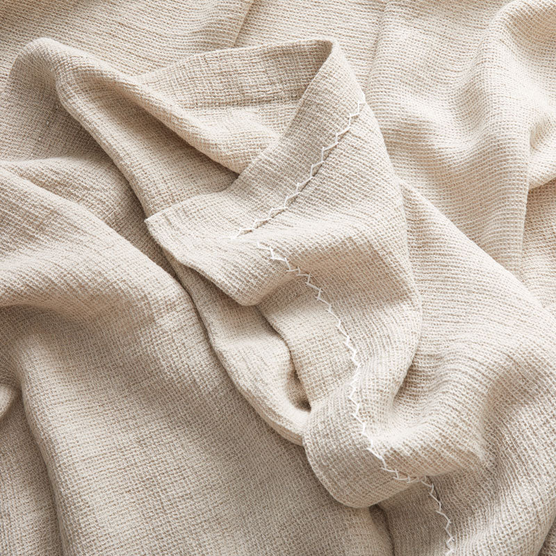 Woven Linen Blanket in a Honeycomb Texture the color of Warm Cappuccino