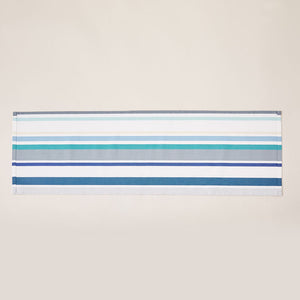 Striped Cotton Runner in White and Aquamarine color scheme