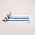 Carica l&#39;immagine nel visualizzatore di Gallery, Striped Cotton Runner in White and Aquamarine color scheme
