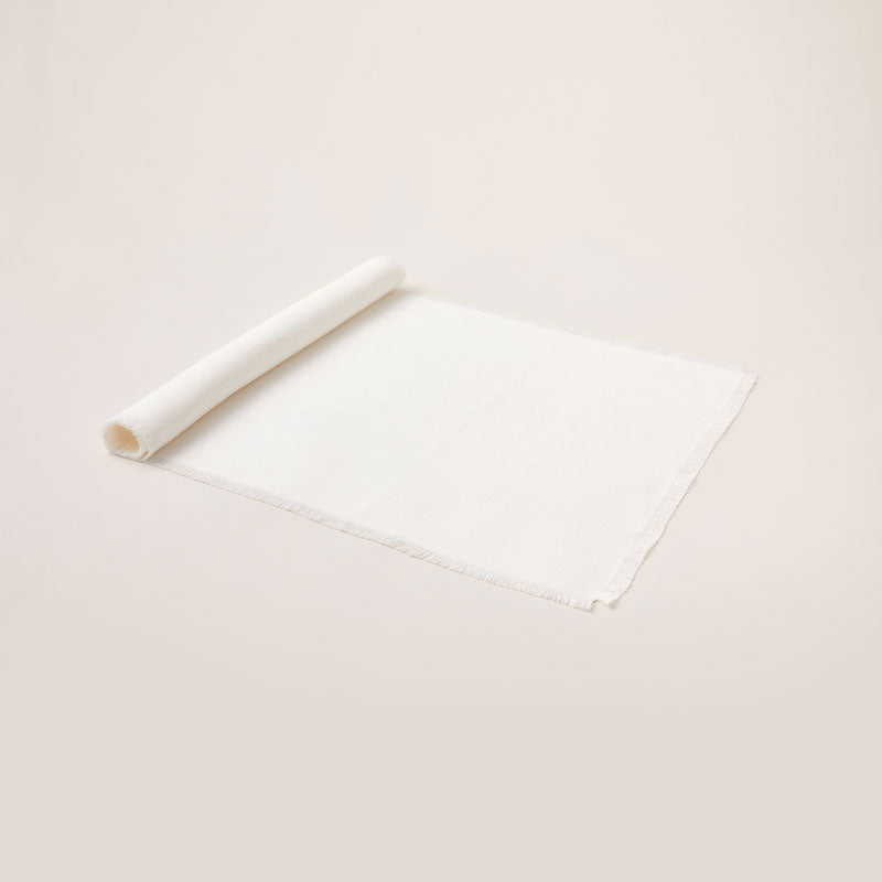 Runner of Pure Hemp with Frayed Edge in creamy Latte