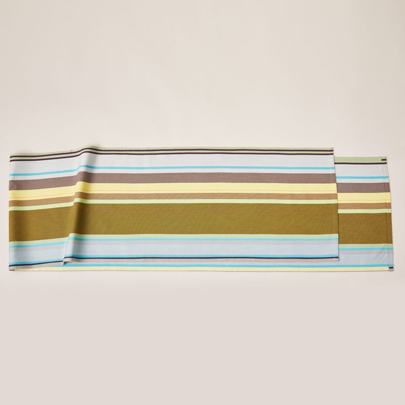 Striped Cotton Runner in Green and Purple color scheme