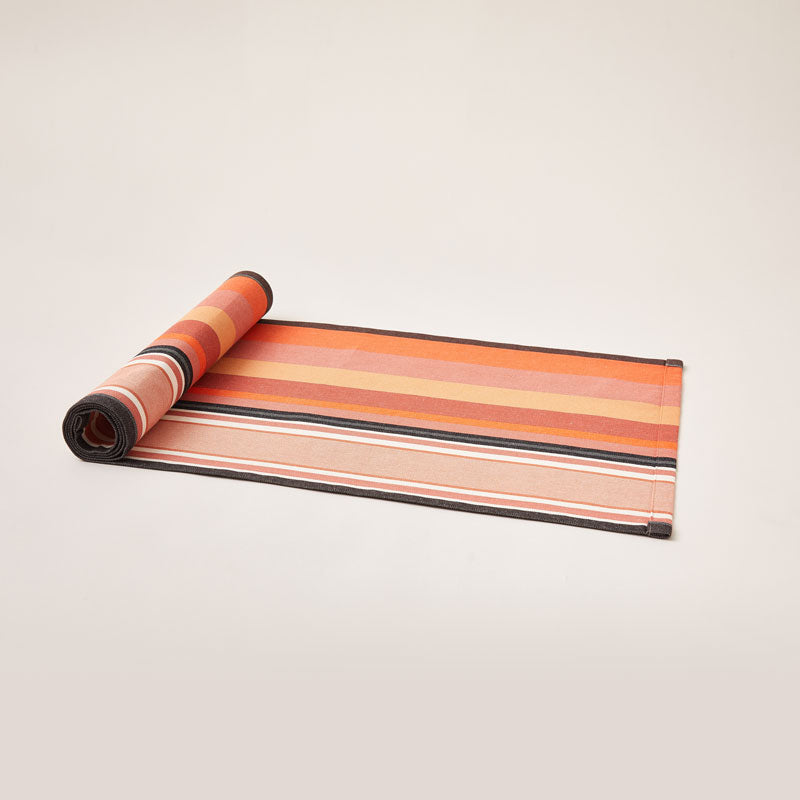 Striped Cotton Runner in Orange and Dark Grey color scheme