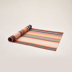 Striped Cotton Runner in Orange and Dark Grey color scheme