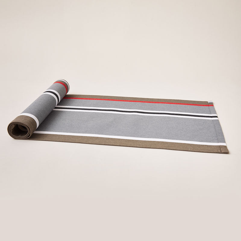 Striped Cotton Runner in Red and Grey color scheme