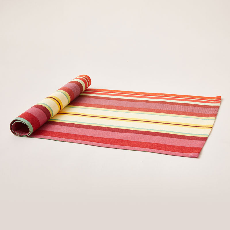 Striped Cotton Runner in Yellow and Cherry color scheme - (more color options)