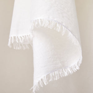 Soft Italian Cashmere Stole/Throw Blanket Hand-Frayed Edging in the color of Fresh Milk