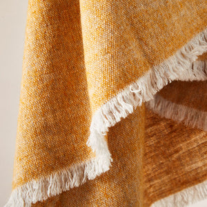 Soft Italian Cashmere Stole/Throw Blanket Hand-Frayed Edging in a Tweed Pumpkin color