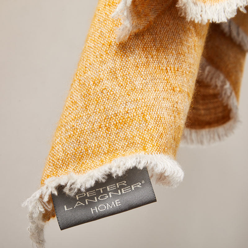 Soft Italian Cashmere Stole/Throw Blanket Hand-Frayed Edging in a Tweed Pumpkin color