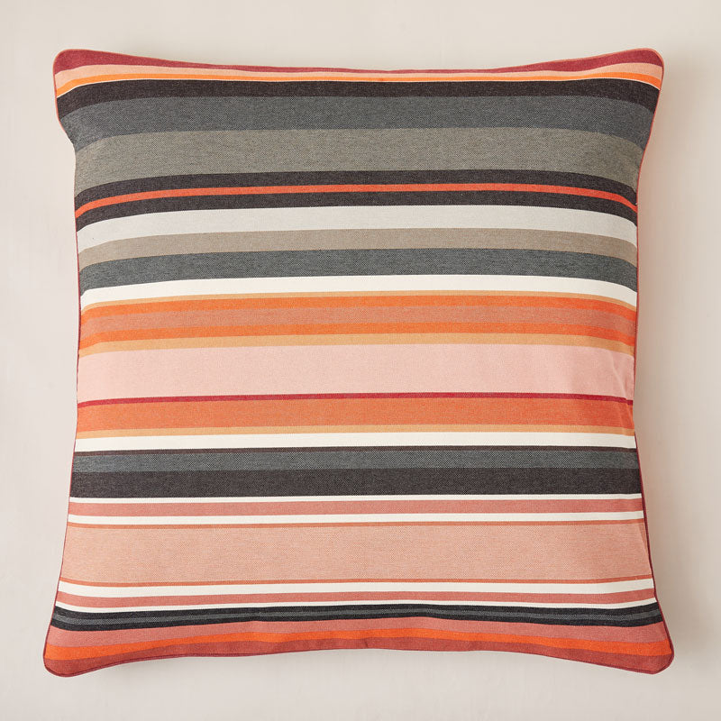 Lively Striped Cushion in pure Cotton finished with Coordinated Color Piping, 31.5"x31.5"