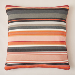 Lively Striped Cushion in pure Cotton finished with Coordinated Color Piping, 31.5"x31.5"
