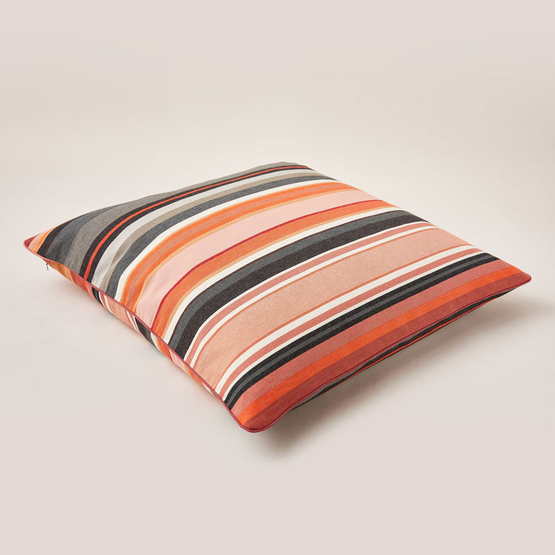 Lively Striped Cushion in pure Cotton finished with Coordinated Color Piping, 31.5"x31.5"