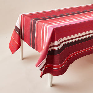 Striped Cotton Tablecloth in Amarena color scheme