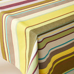 Load image into Gallery viewer, Striped Cotton Tablecloth in Green and Purple color scheme
