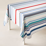 Carica l&#39;immagine nel visualizzatore di Gallery, Striped Cotton Tablecloth in White and Aquamarine color scheme - (more color options)
