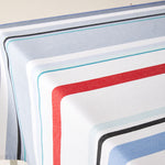 Load image into Gallery viewer, Striped Cotton Tablecloth in White and Aquamarine color scheme - (more color options)
