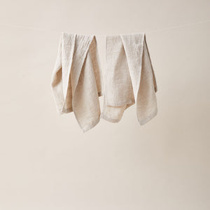 Honeycombed Textured Linen Set of Hand Towels in Cappuccino color