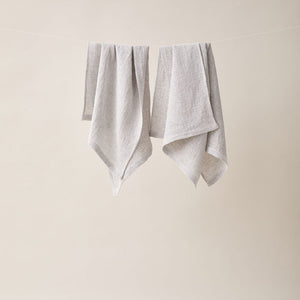 Honeycombed Textured Linen Set of Hand Towels in Stone color