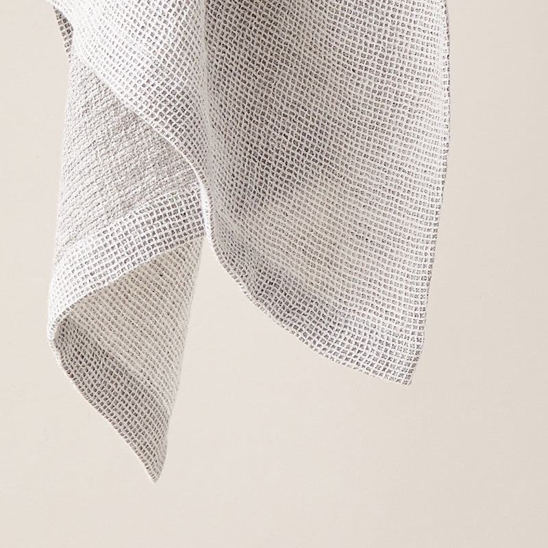 Honeycombed Textured Linen Set of Guest Towels in Stone color