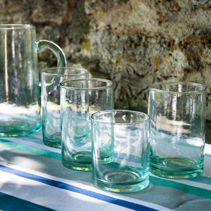 Recycled Small Glass Tumbler in a Set of 6 in Sea-Green