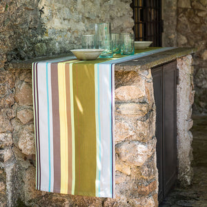 Striped Cotton Runner in Green and Purple color scheme