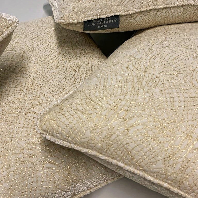 Elegant and Soft Silk Velvet Cushion Embroidered with Gold Thread